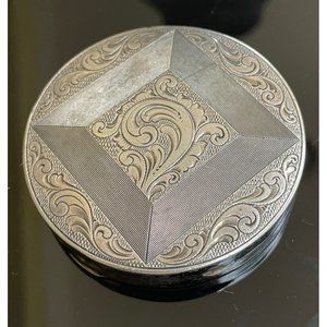 Art Deco Era 830 Silver Mirrored Compact Signed Houbigant & MS